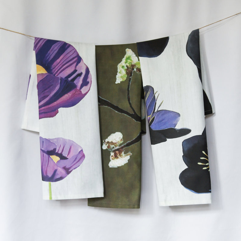 Poppies Cotton Floral Waffle Tea Towel