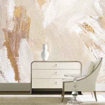 Murale abstraite beige et or