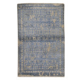 Hand Knotted Area Rug in Silver And Blue
