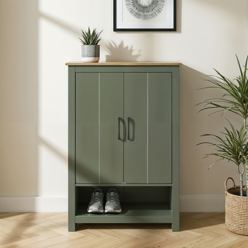 Limestone 3ft Shoe Cabinet, Kale Green