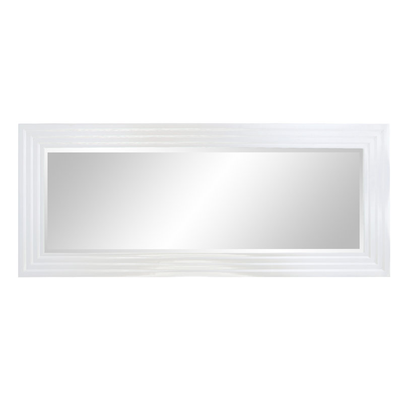 Amy Wood Flat Wall Mirror, 82" x 34", White