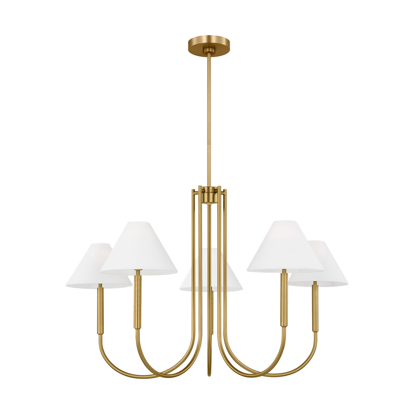 Porteau Large Chandelier, Satin Brass, 5-Light