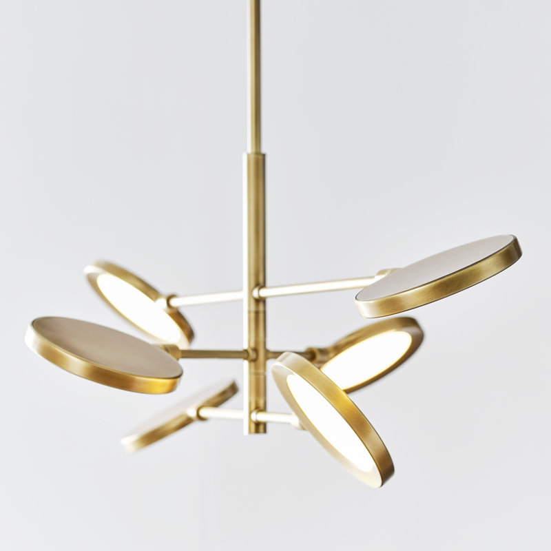 Spectica 6 Chandelier, Plated Brass
