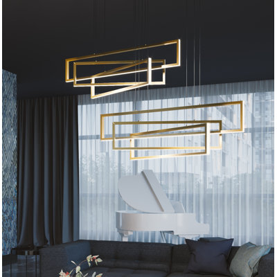 Luminaire suspendu rectangulaire unique à 1 lumière DEL Aion