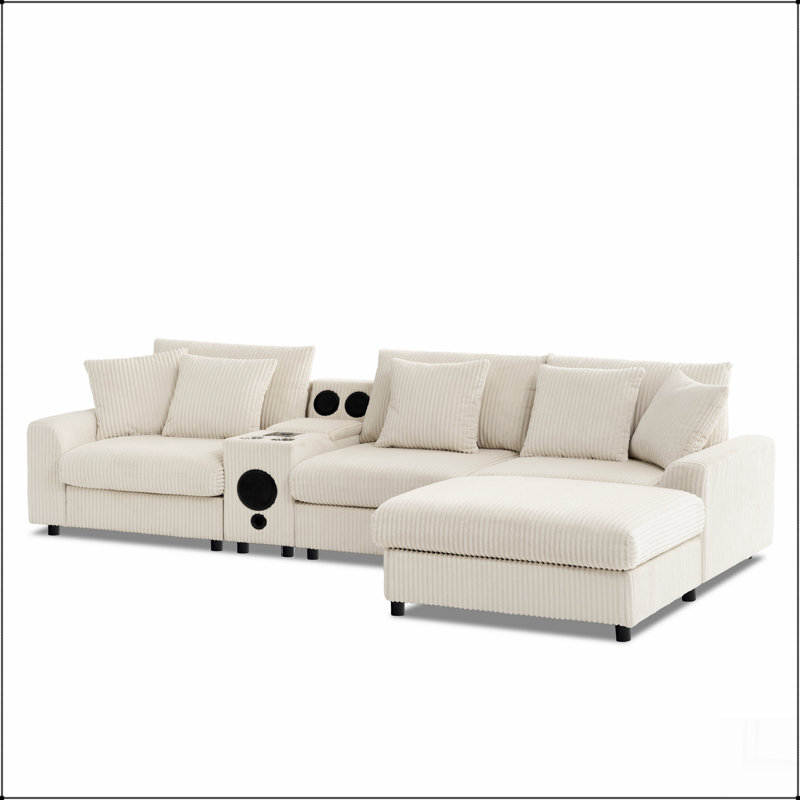 Canapé modulaire avec haut-parleurs Bluetooth, canapé en L avec console