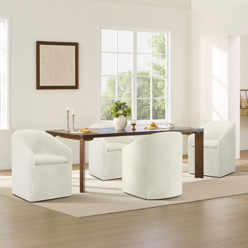Chaise rembourrée avec housse lavable et roulettes, Lin lin