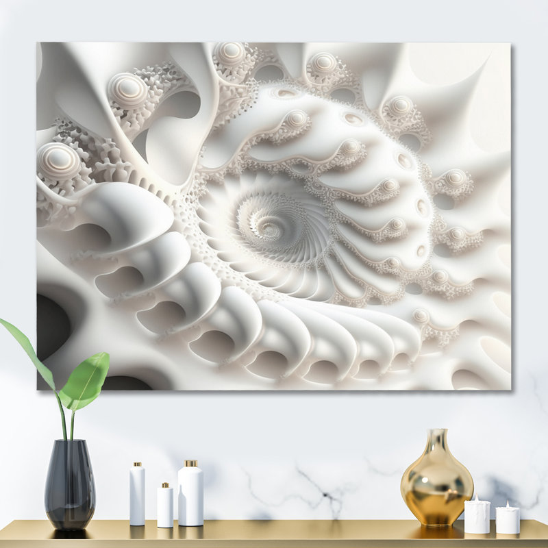 Décoration murale blanche géométrique en spirale blanche en spirale IV, H 30 po x l 40 po x P 1 po