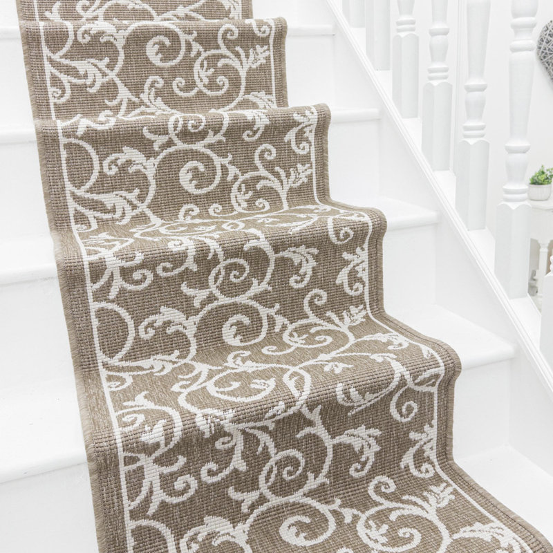 Stair Runner Damask Flatweave Area Rug, Runner 60 x 450 cm
