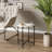 Set of 2 Pcs Marble Effect Tops Square Side End Coffee Table Metal Frame-1252340998
