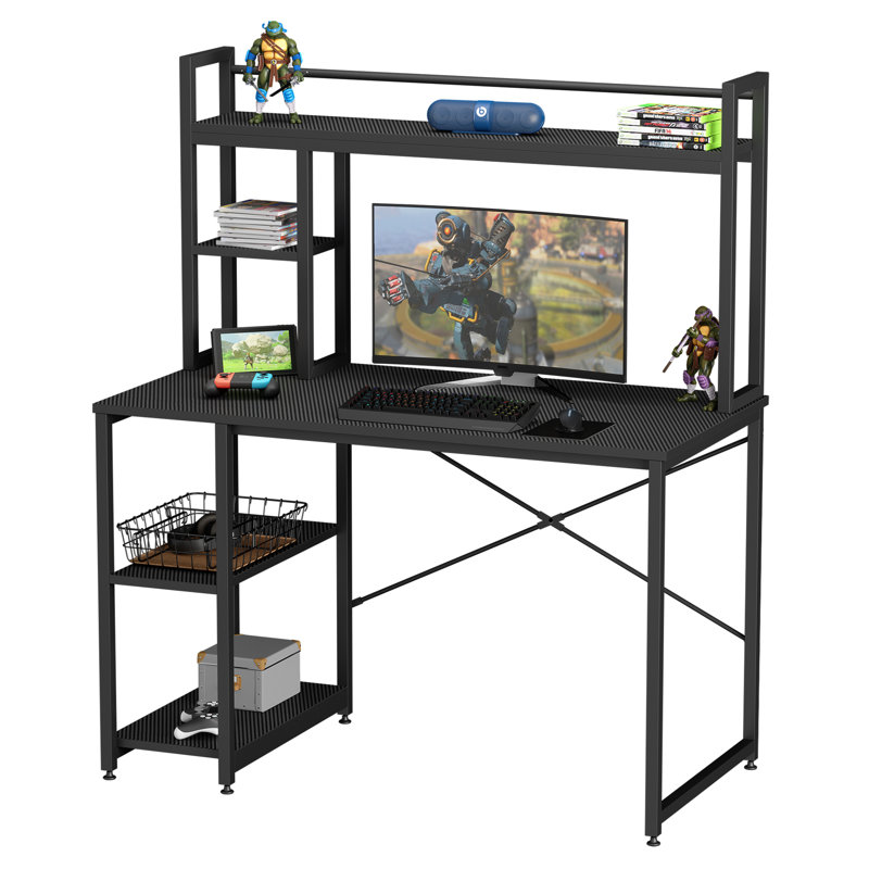 Fullilove Metal Base Computer Desk, Carbon Black/Black