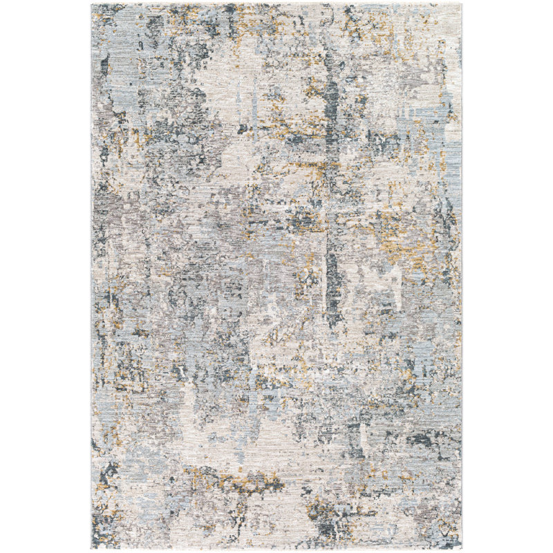 Barkley Abstract Teal/Yellow Area Rug, Rectangle 12' x 15'