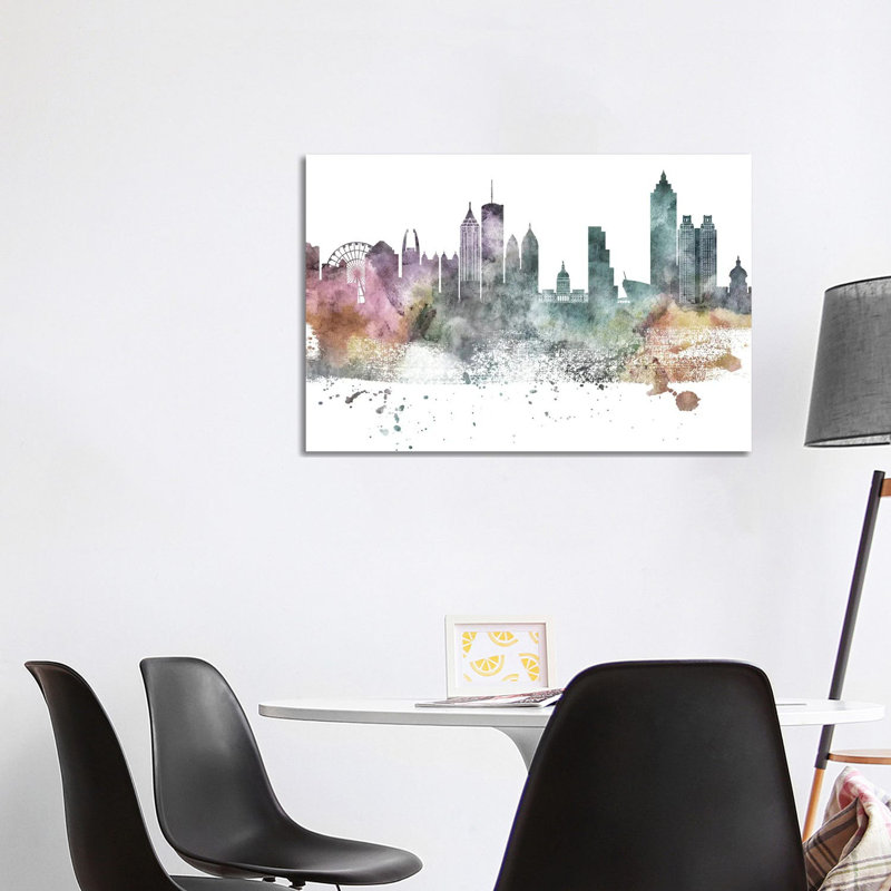 Atlanta Pastel Skylines by WallDecorAddict - Wrapped Canvas Gallery-Wrapped Canvas Giclée, 101.6 cm H x 66.04 cm W