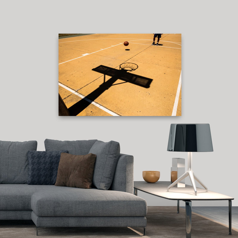 «Sunny Court», art abstrait urbain contemporain, H 32 po x l 48 po