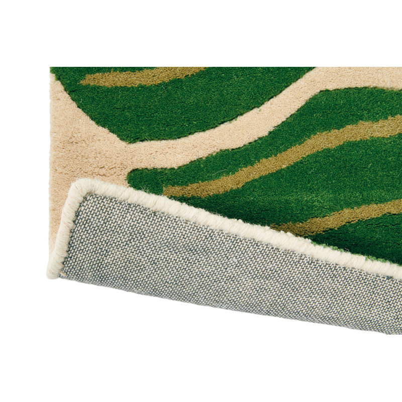 Sanderson Hand Tufted Wool Area Rug in Green/Beige, Rectangle 5'7" x 7'10"