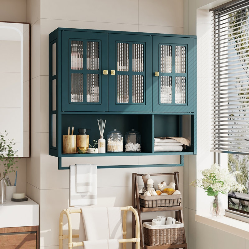 Armoire murale de salle de bain 35 pouces avec 3 portes en verre
