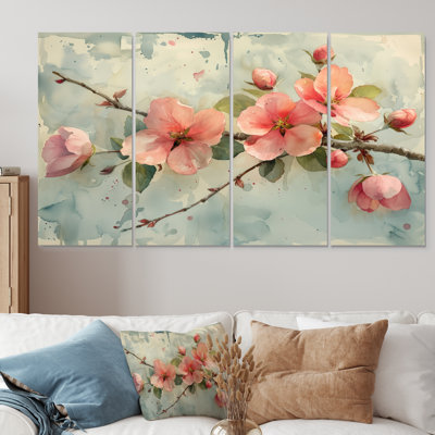 Pink Apple Blossom Delicate Bloom - Apple Blossom Canvas Art Set