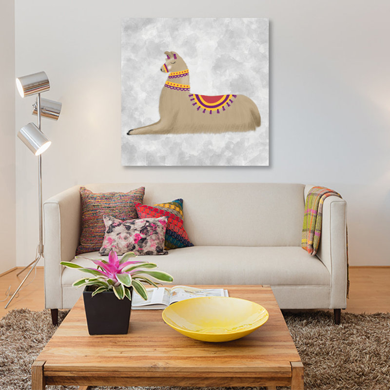 « jolie llama ii », impression sur toile tendue, H 37 po x l 37 po x P 1,5 po, Toile tendue, Pas de tapis