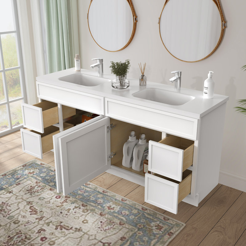 Base de meuble-lavabo double 72 po 72 po, Blanc
