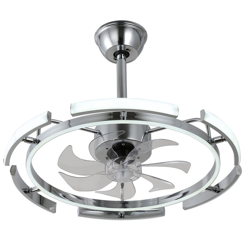 Ausable 24'' Futuristic UFO Design DIY Shapes Bladeless LED Ceiling Fan with Dimmable Lights and Remote, Silver