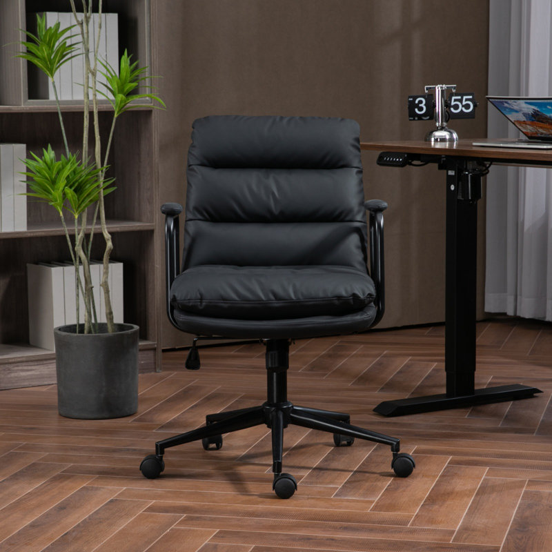 Chaise de bureau avec roulettes et accoudoirs, Noir