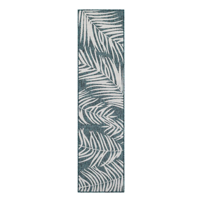 Union City Indoor / Outdoor Area Rug in Teal/Ivory