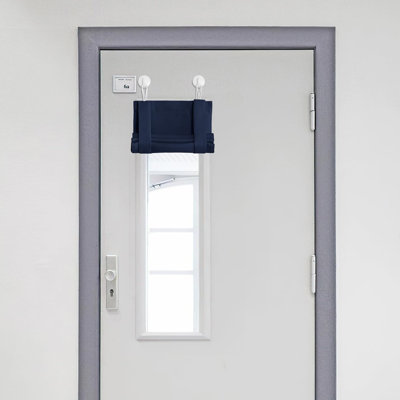 Blackout French Door Curtains for Classroom, Loackdown Shade for Small Window, Thermal Insulated Door Blind with Self Adhesive Hooks for Office Basement, 1 Panel