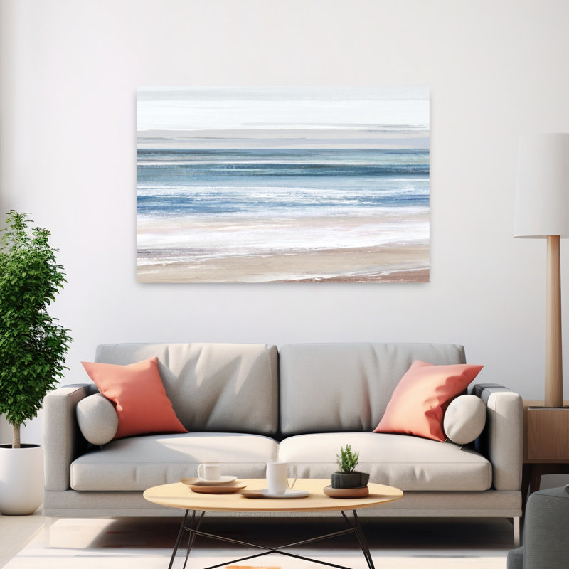 «Serene Coastal Horizon I», art mural côtier, H 40 po x l 60 po