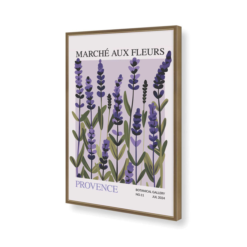 Imprimé du marché aux fleurs de Provence, Reproduction encadrée sans passe-partout, Or brossé
