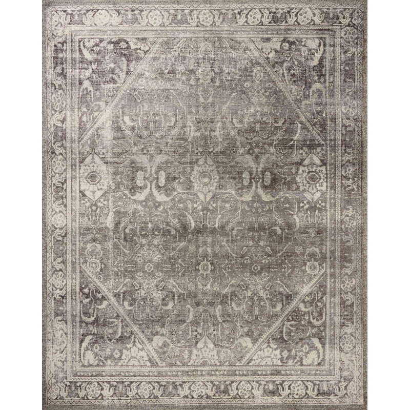Tapis encre / os Magnolia Home par Joanna Gaines x Loloi Wimberly, Carré 1 pi 6 po