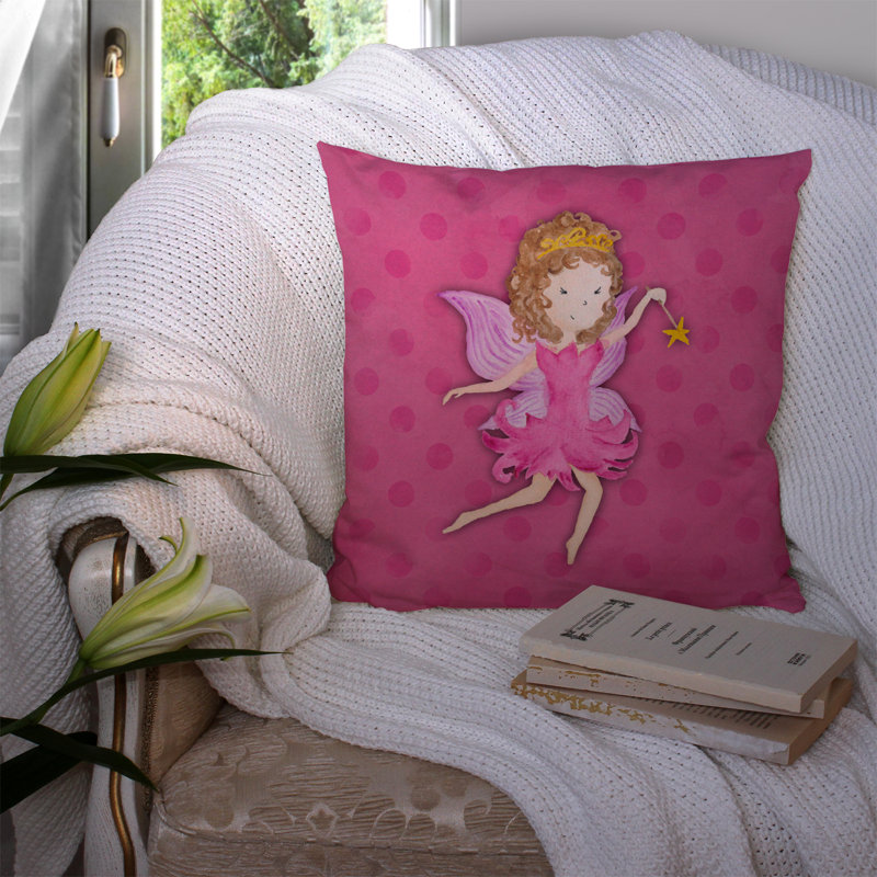 Fairy Princess Watercolor Indoor/Outdoor Throw Pillow, 14" x 14"