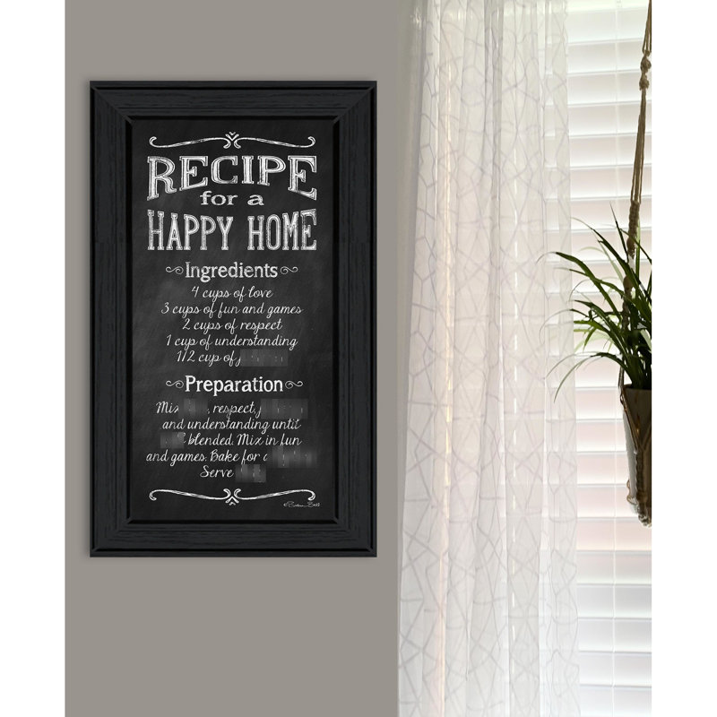 «Ready to Infuse Your Home With Joy» «Recipe For A Happy Home», reproduction d'art encadrée, papier multicolore, 21 po x 12 po x 1 po, cadre noir