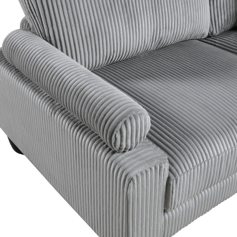 Fauteuil de salon en velours côtelé gris
