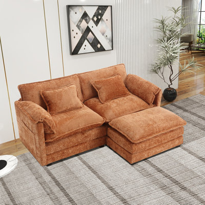 Valdo Reversible L-Shape Sectional Sofa, 4-Piece Modular Sectional with Double-Layer Seat & Ottoman