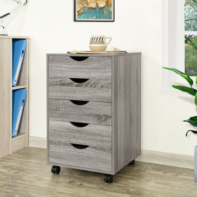 Armoire de rangement en bois 26 po avec 5 tiroirs et roulettes Garysburg