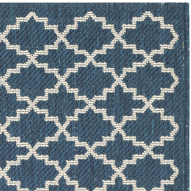 Joyner Looped/Hooked Navy/Beige Indoor/Outdoor Rug, Square 160cm
