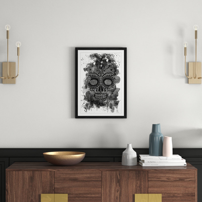 Sugar Skull Design Art - Wall Art, 62cm H x 45cm W, Framed Picture