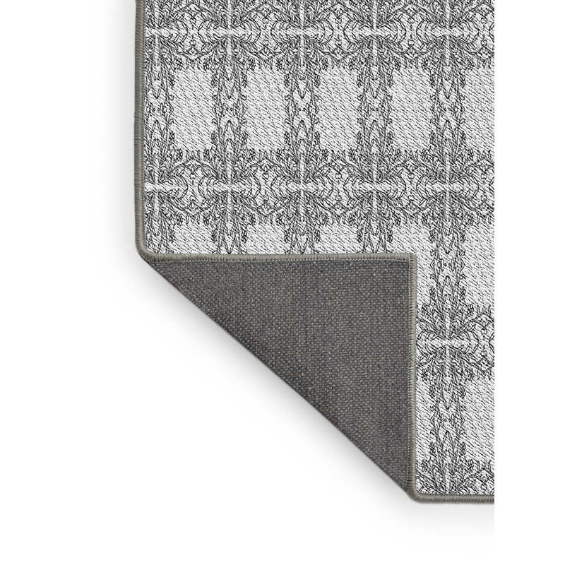 Tapis gris à motif géométrique Kissner, Rectangle 2 pi x 5 pi