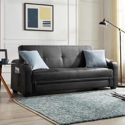 3 Seater Faux Leather Sleeper