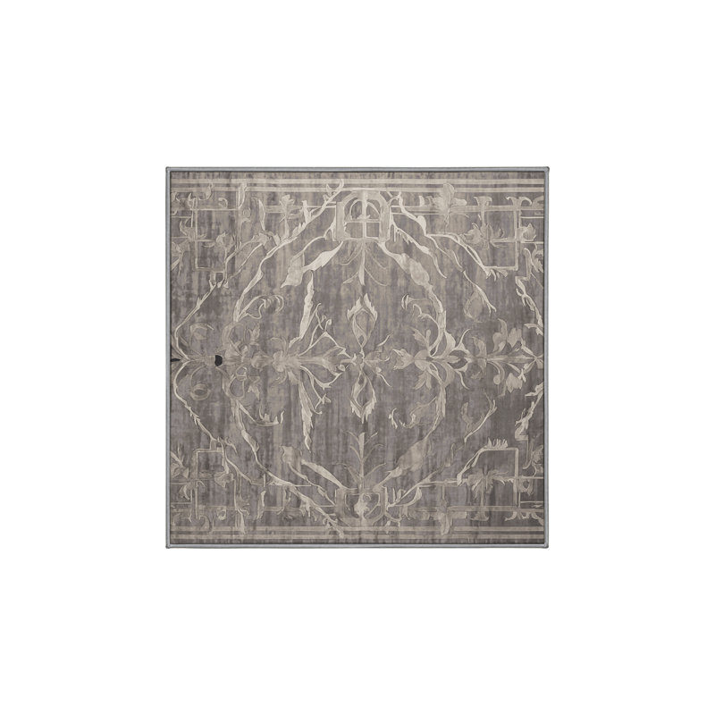 Tapis gris lavable à la machine, Carré 5 pi
