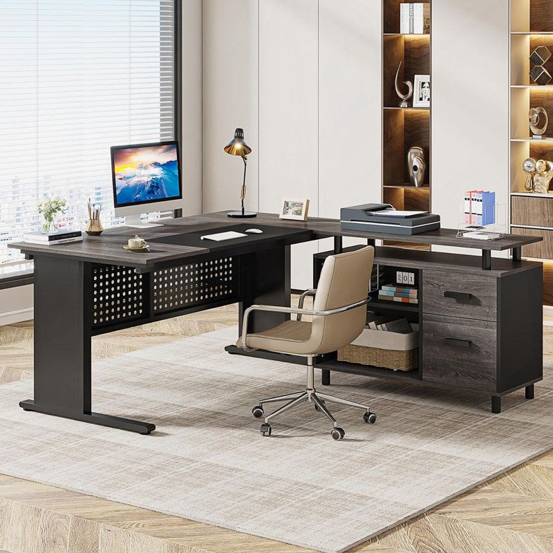 Bureau de direction en L avec classeur