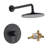 Euro Collection Shower Trim Only: 8" Round Shower Head, Single Handle Set & Rough-in Valve Included - Matte Black-92460974