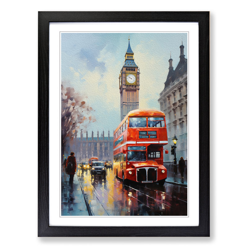 London Impressionism - Single Picture Frame Print on Wood, 34cm H x 25cm W x 2cm D, Black