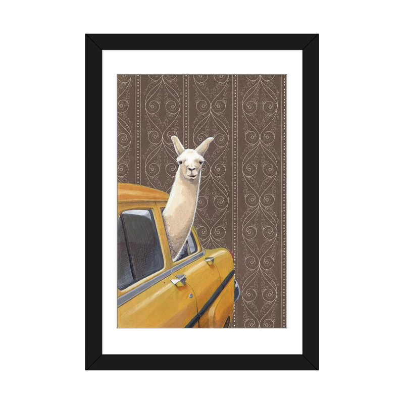 « taxin llama » par jason ratliff, impression sur toile, H 24 po x l 16 po x P 1 po, Papier d'art encadré noir, Blanc