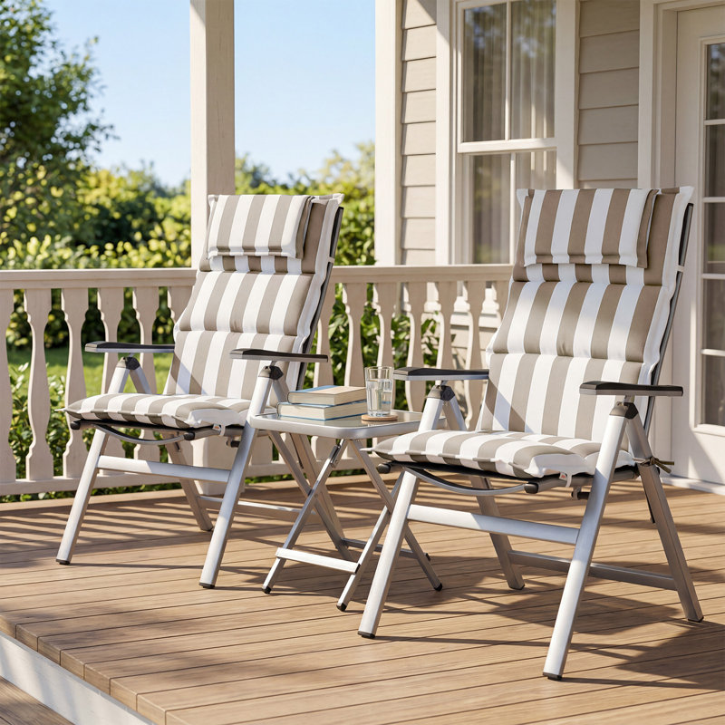  Ensemble de coussins de chaise de patio à haut dossier de 2, 47 x 21 x 2,4 po, Beige