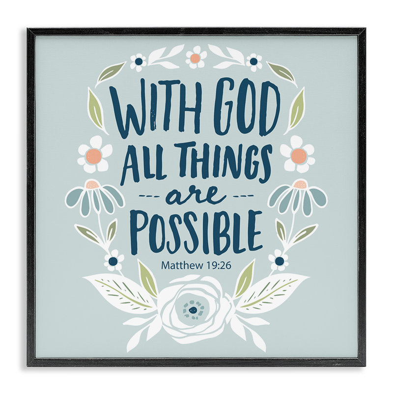 «All Things possible Verse», estampe numérique par Blue Chair Blessing, Giclée encadrée noir minuit, H 24 po x l 24 po