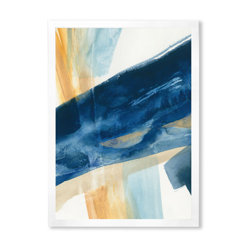 Panneau indigo I - reproduction de photo sur toile, Cadre blanc, H 20 po x l 12 po x P 1po