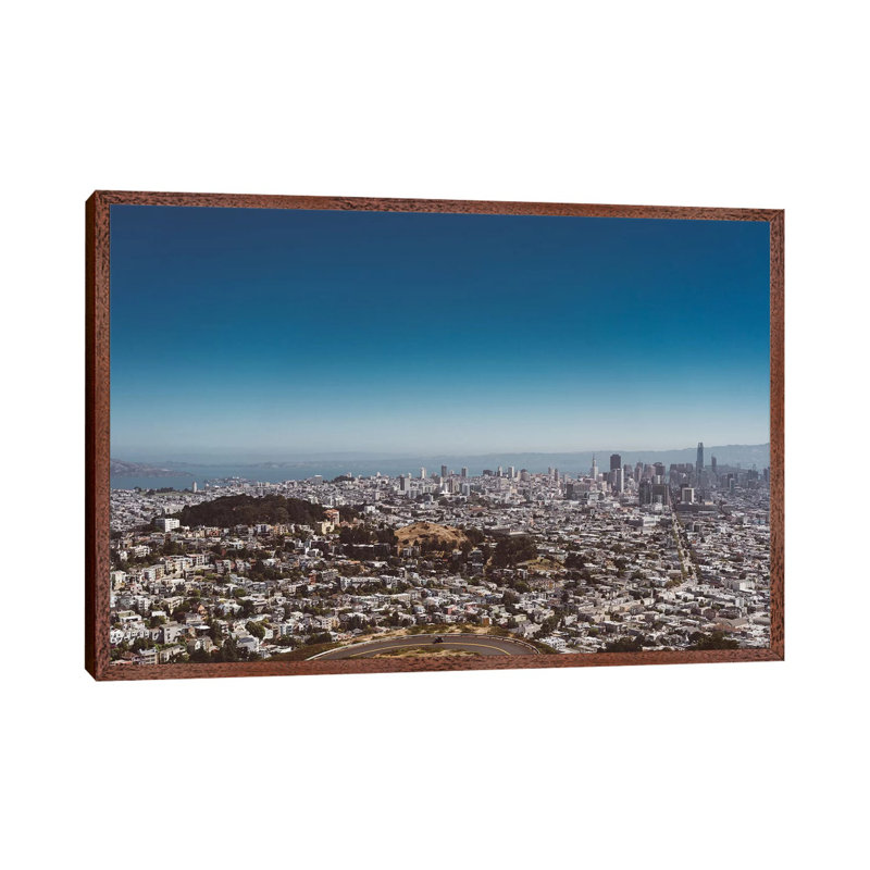 San Francisco View II by Bethany Young - Print on Canvas, 66.04cm H x 101.6cm W x 3.81cm D, Classic Brown Wood Framed
