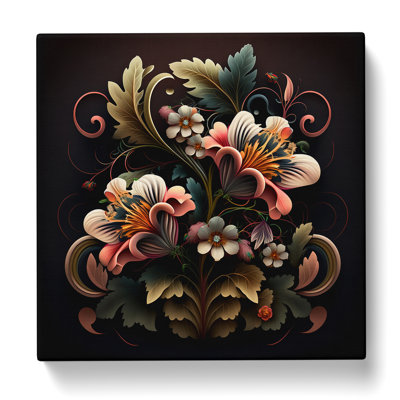 Floral Ornamental Art - Wrapped Canvas