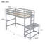 Lit mezzanine simple pour lit simple avec plateforme à échelle, échelles, garde-corps, gris, lit
