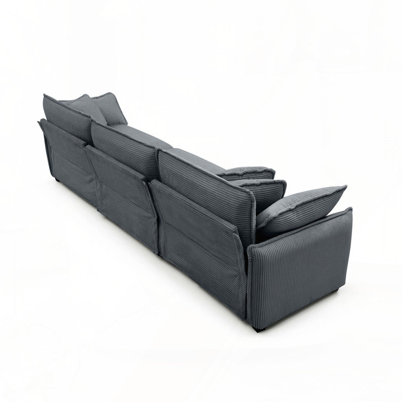 Canapé modulaire 3 places avec coussins Gannon, Gris